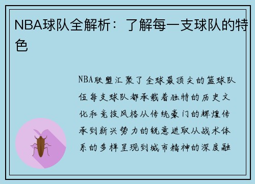 NBA球队全解析：了解每一支球队的特色