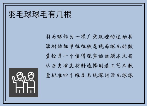 羽毛球球毛有几根